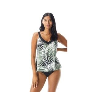 New Coco Reef Women Sz 34DD Core V Neck Bra Sized Tankini Top Endless Palm E2